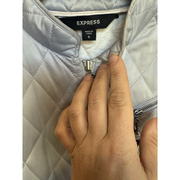 Y2K Express Womens Quilted Satin Moto Jacket Size 6 Edgy Streetwear Preppy - Picture 6 of 11